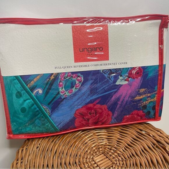 NEW Ungaro Paris Retro 70s 80s Sealed Full / Queen Reversible Bed Duvet Cover - Picture 2 of 7